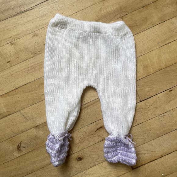 Vintage Baby Girl Outfit Set 9 Months Knitted Purple Embroidered Sweater Set - Picture 9 of 10